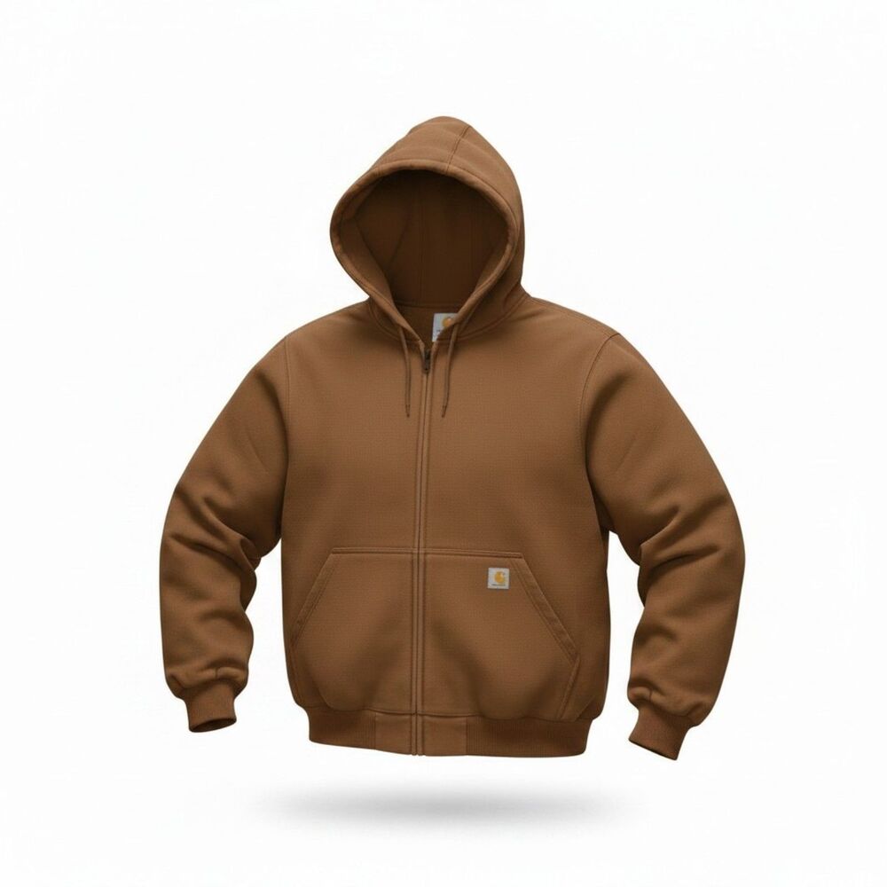 NWT Carhartt Hoodie Mens 3XL Brown Rain Defender Loose Fit Full Zip Sweatshirt